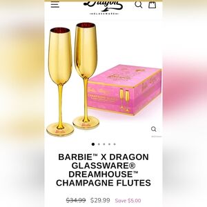 Barbie x Gold Champagne Flutes